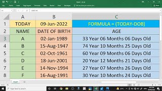 How to Calculate Age from Date of Birth in Excel || Age Calculation from DOB in Excel || Datedif || screenshot 5