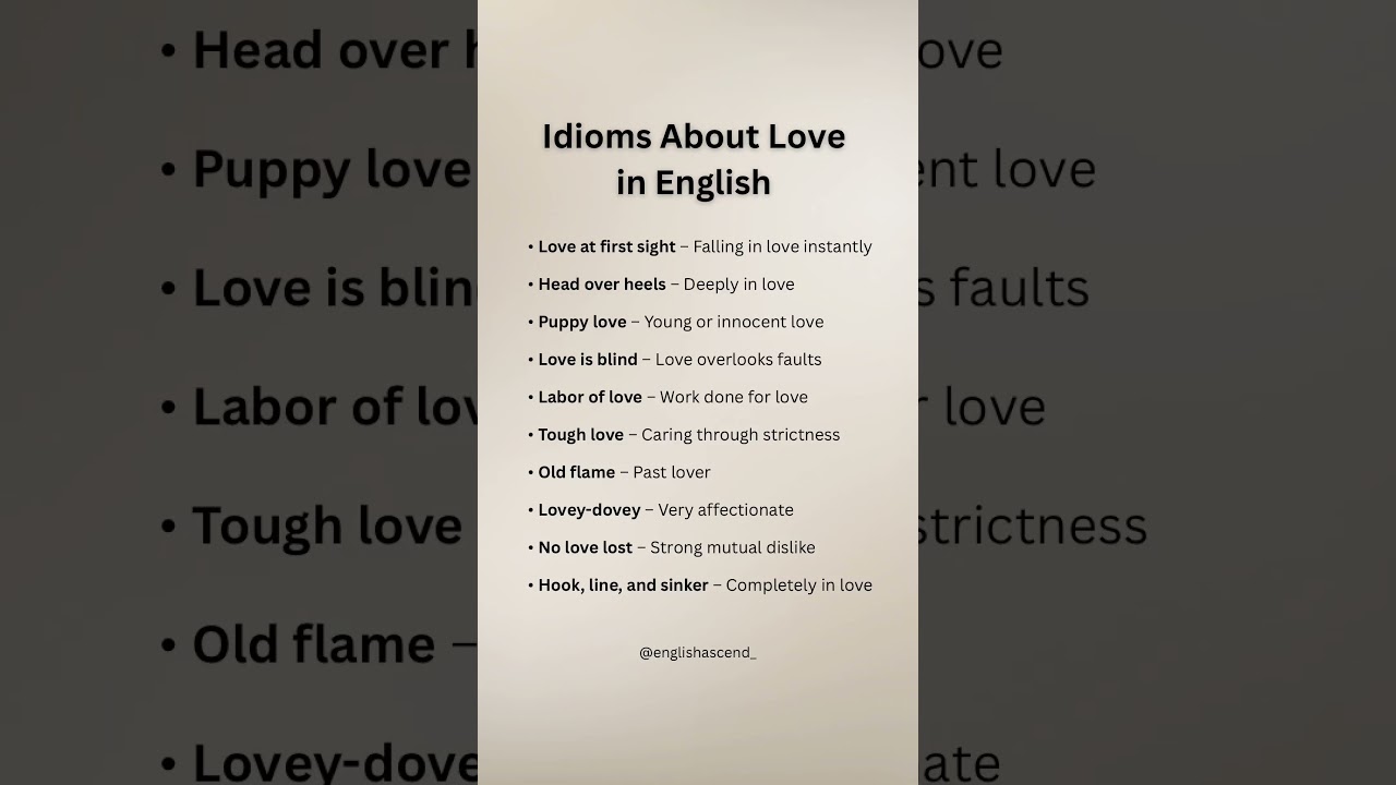 Idioms about Love in English | 