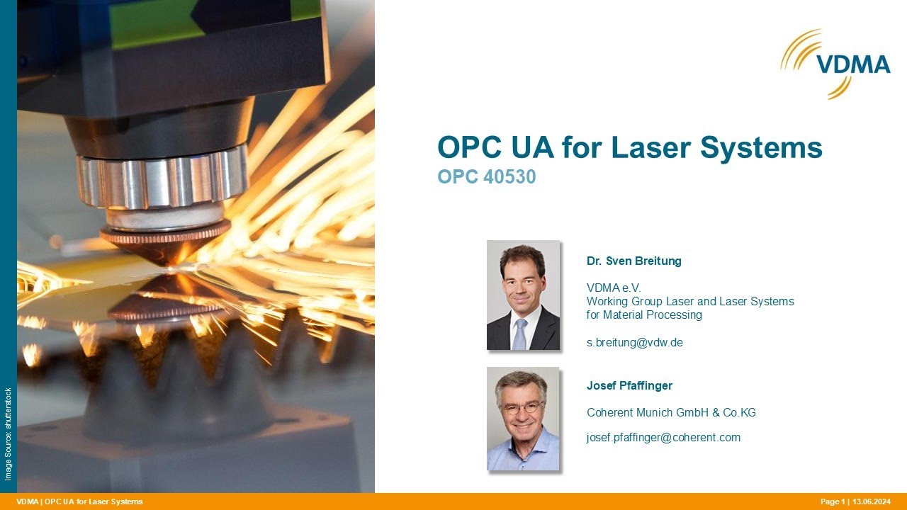 OPC UA for Laser Systems │ VDMA Shopfloor Data Sessions │ Session 9 ...