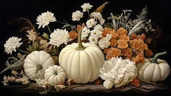 Elegant White Pumpkin and Floral Autumn Arrangement TV Art Screensaver | Cozy Fall Decor Vibes