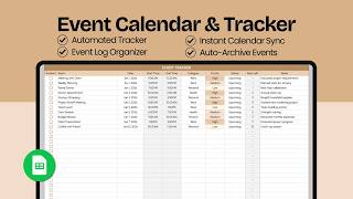Event Calendar & Tracker - Video Tutorial | Google Sheets Template | Instant Calendar Sync