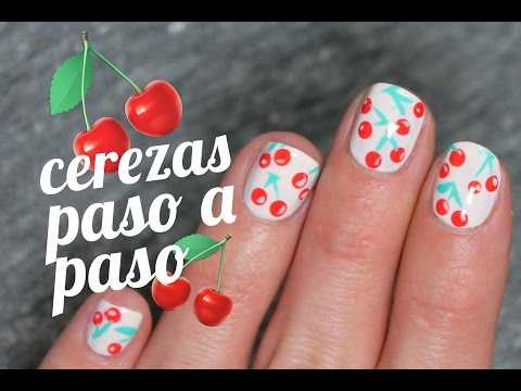 Uñas decoradas con cerezas paso a paso