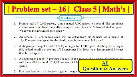 Problem Set 16 Class 5 Maths Ch 4 Multiplication and Division Problem Set 16 std 5th Mathematics