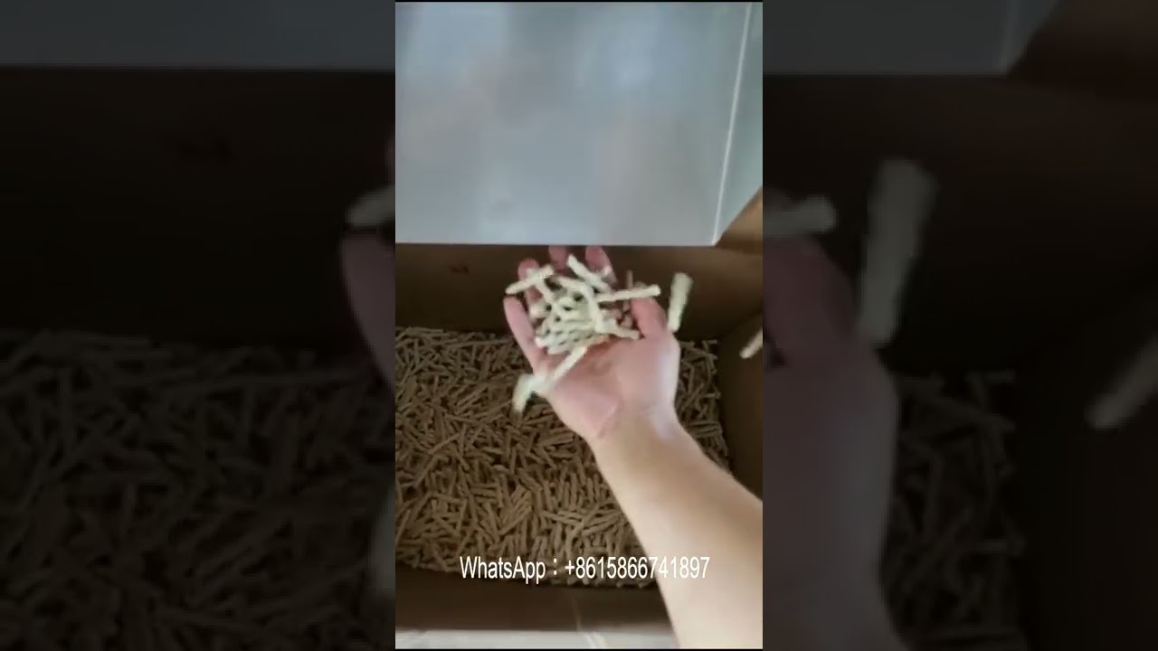 Test run video of puffed fried dough twist strip processing machine