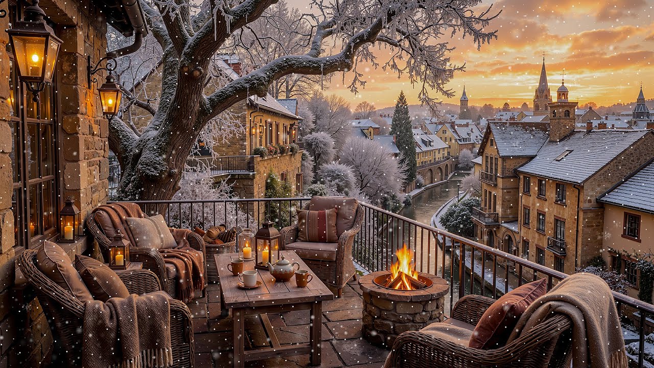 Уютный зимний джазовый кофе на балконе | Нежная джазовая музыка и теплая атмосфера