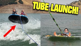 HOW HIGH CAN WE FLY?!!! Getting Launched at the Lake! Stopped by a FIRE! by The Tube Family 241,675 views 2 years ago 14 minutes, 4 seconds