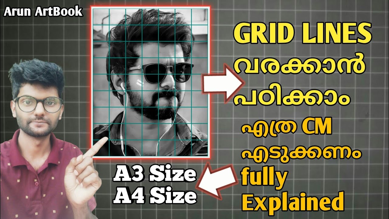 How to Calculate Grid For Drawing Malayalam Outline in A4 Size & A3