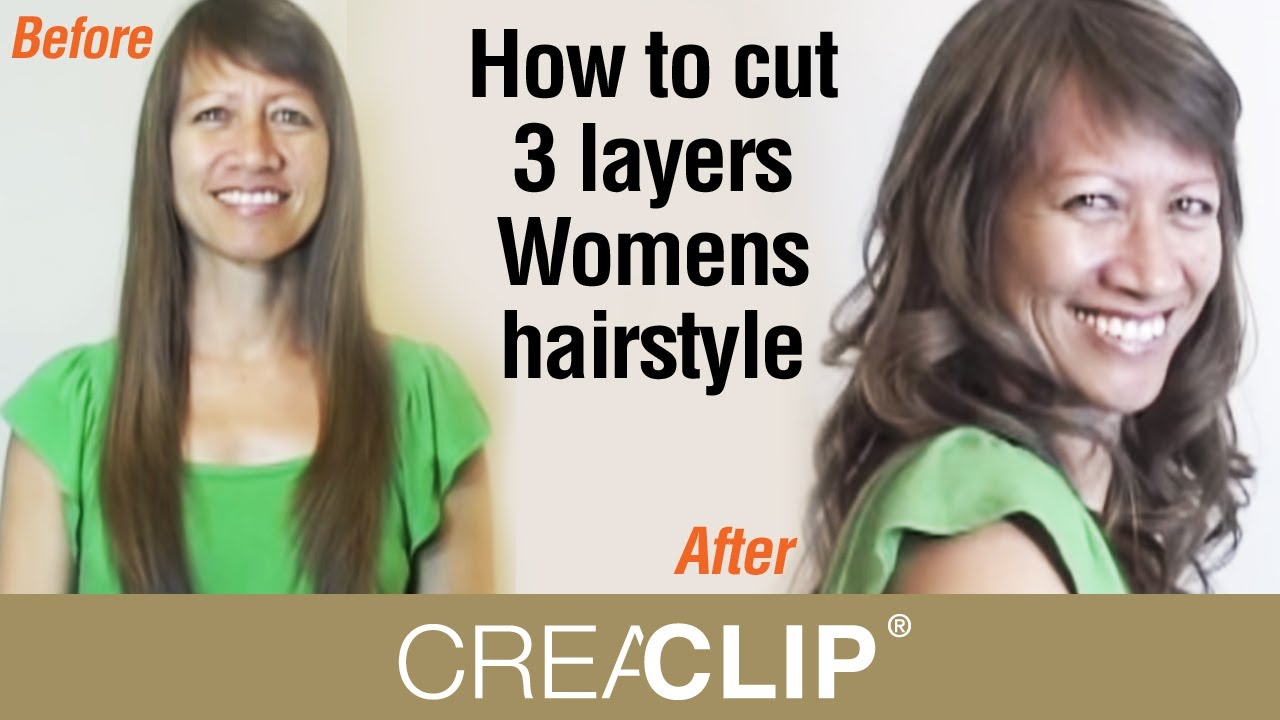 How to cut 3 layers Womens hairstyle- Lots of Layering and volume - YouTube