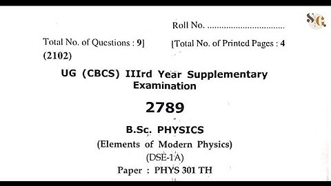 ELEMENT OF MODERN PHYSICS || B.Sc. 3RD YEAR SUPPLY 2022 EXAM || STUDY GUIDE #studyguide