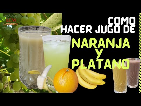 Como Hacer Jugo de Naranja y Platano. Es Muy Facil de Hacer.