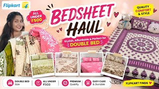 Flipkart Bedsheet Haul 🛏️ | Double Bed Bedsheets Under ₹500 😍 Budget Finds You’ll Love!