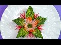 Artistic Cucumber & Radish & Carrot Flower Carving Garnish – Vegetable | Food Decorations & Designs