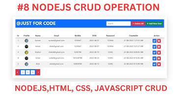 #8 PAGINATION CRUD | CRUD IN NODEJS | CREATE |  READ | UPDATE | DELETE  @Justforcode