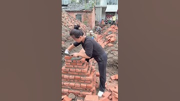 This is the process of installing red bricks #shorts