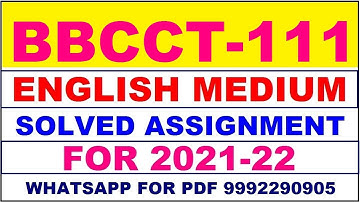 BBCCT 111 Solved Assignment 2021-22 in ENGLISH,  Whatsapp For Pdf  9992290905.