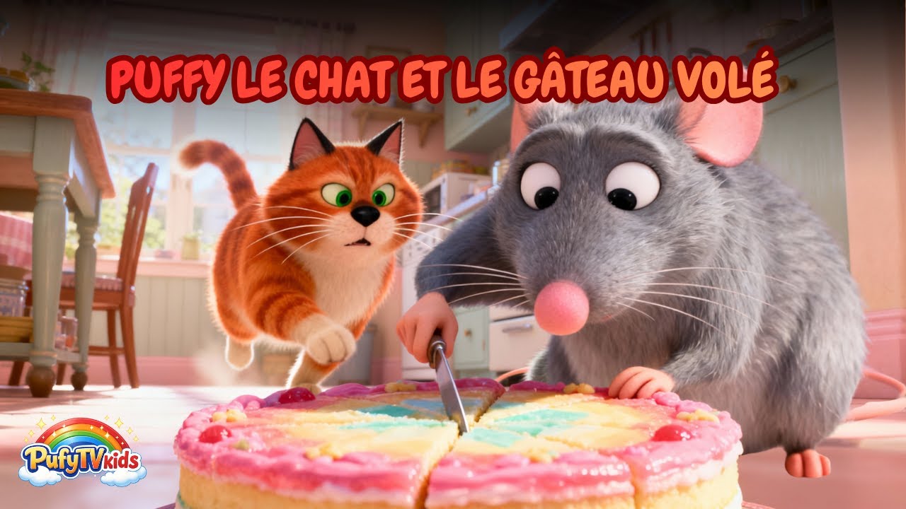 🎬 Puffy le Chat et le Gâteau Volé 🐱🎂 | Dessin Animé Drôle Chat et Souris | Sans Paroles 