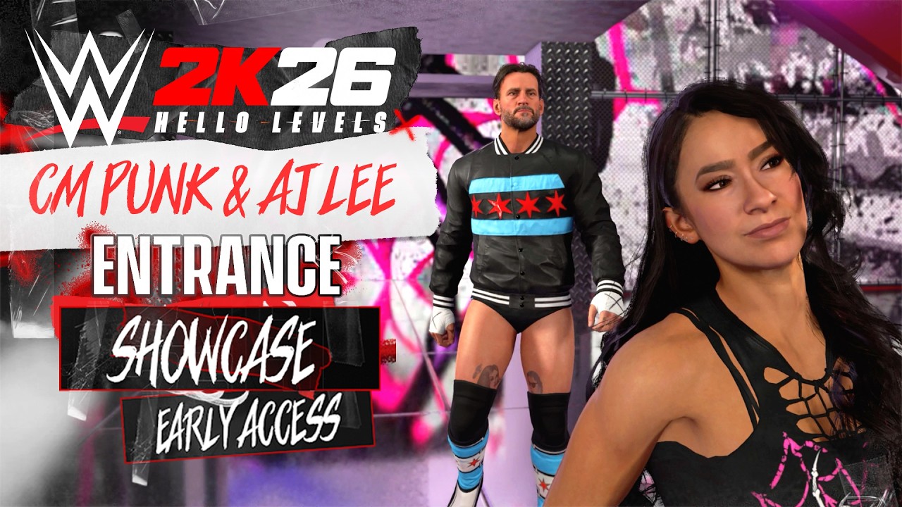 Выходы на ринг в WWE 2K26 Showcase - выход CM Punk и AJ Lee в CM Punkvillion.