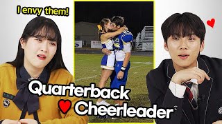 Korean Teeangers React to Quarterback Cheerleader couples in American high schools 😍