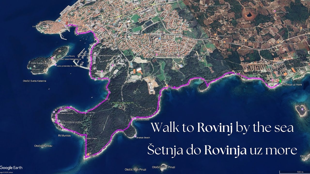Šetnja do Rovinja-Villas Rubin, plaža Cuvi, plaža Škaraba, Ruža vjetrova, Zlatna uvala, Kamenolom...