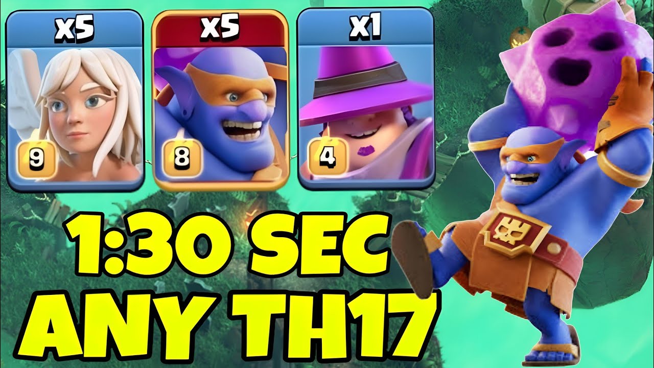5X Super Bowler + 5X Healers + 1X Apprentice Warden Best TH17 Attack Strategy ( Clash of clans ) !!