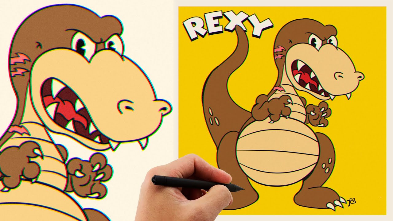 How to Draw REXY (Jurassic Park) Step by Step | T-Rex Jurassic World ...