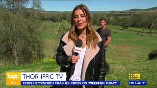 CHRIS HEMSWORTH CRASHES WEATHER REPORT IN AUSTRALIA