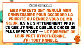 Mes parents ont annulé ma fête d'anniversaire pour le rendez vous de ma sœur