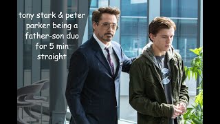 Peter Parker and Tony Stark being a father son duo for 5 minutes straight