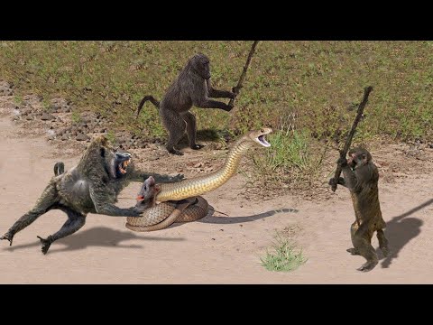 Unbelievable! Capuchin Monkey Save Mouse From Banded Krait Snake Hunt | Amazing Python vs Big Cat