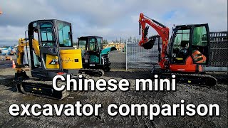 Comparing CFG STE35SR, KU45, and NT45 Chinese mini excavators