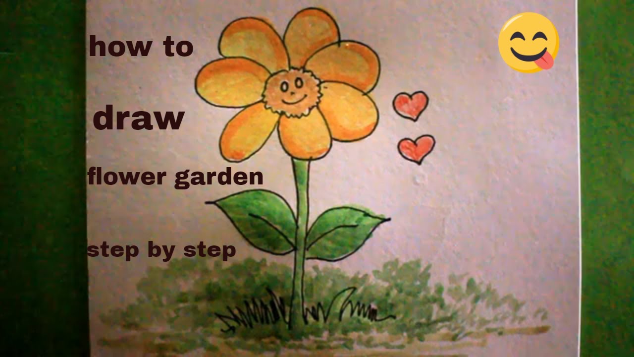 How TO Draw flower garden step by step/flower garden drawing - YouTube