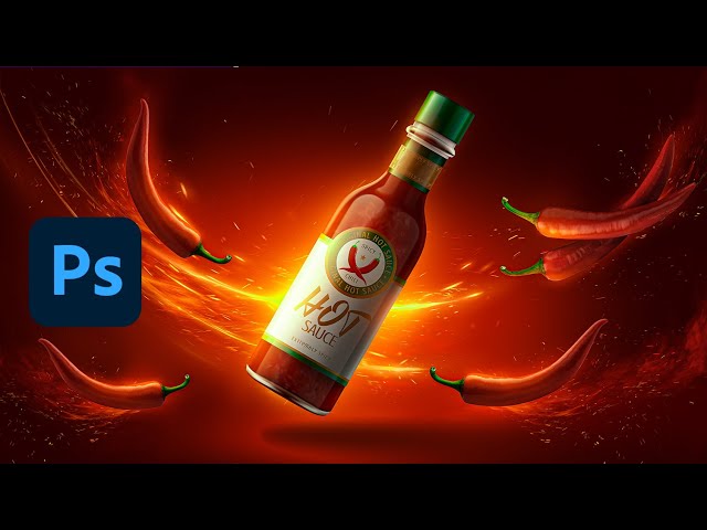 Spicy advertising design 🔥Product manipulation - Full Photoshop tutorial class=