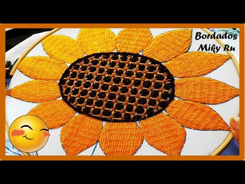 Bordado Facilísimo del Centro de un Girasol Grande - Miky Ru. - YouTube