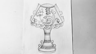 How to draw table lamp || टेबल लैंप का चित्र कैसे बनाए || drawing video || Art by Akriti 