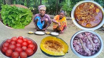 80years old grandma cooking MUTTON CURRY and eating || MUTTON CURRY cooking || village lifestyle 