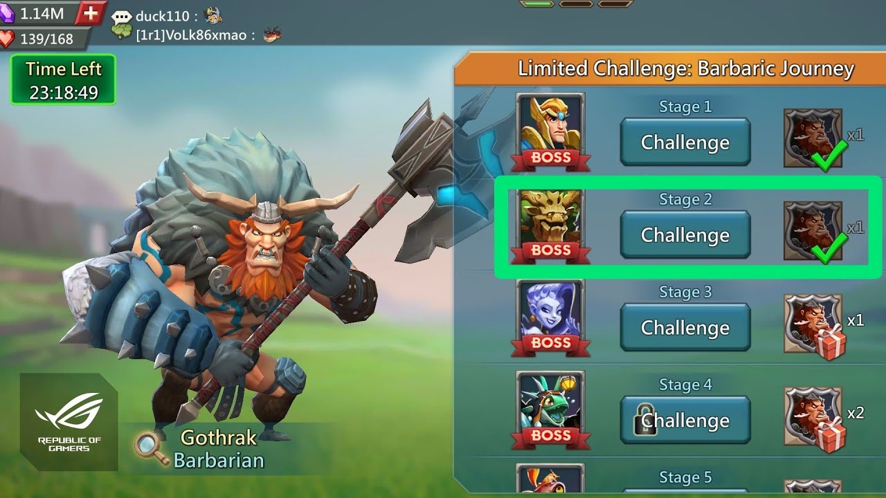 Limited Challenge: Barbaric Journey Stage 2 Challenge - Lords Mobile | Without Rose Knight Clear