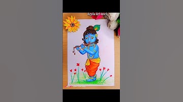 How to draw Lord Krishna || Little Krishna drawing easy step by step with colour 😍✨#arpitaartwork