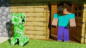 Steve Gets Blown Up by Minecraft Creeper