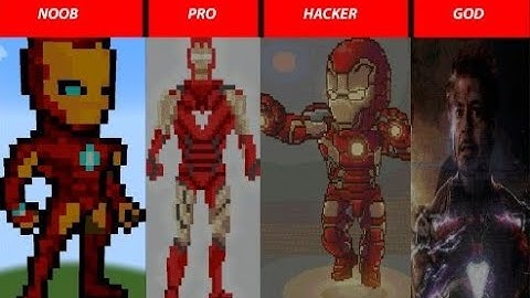NOOB vs PRO vs HACKER vs GOD Minecraft Pixel art Iron Man