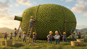 Tiny Workers Processing a Giant Jackfruit | Realistic Pixar Animation✨ EpicToonLand