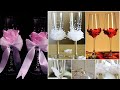 DIY Wedding glasses | تزيين كؤوس الخطوبة  بالتفاصيل