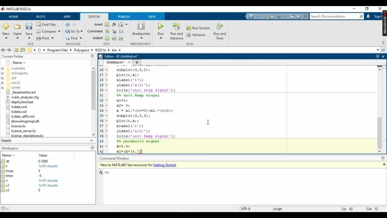 Parabolic signal using matlab - YouTube