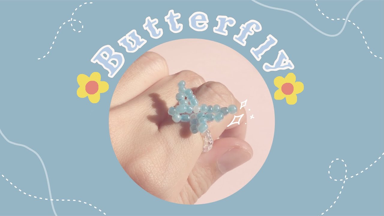 สอนร้อยแหวนลูกปัดผีเสื้อง่ายๆ สไตล์เกาหลี 🦋💍: How to Make Butterfly Beaded Ring (Easy DIY& Tutorial)