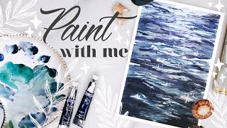 WATERCOLOR WITH ME 🎨 Ocean Waves Painting Tutorial (#2)
