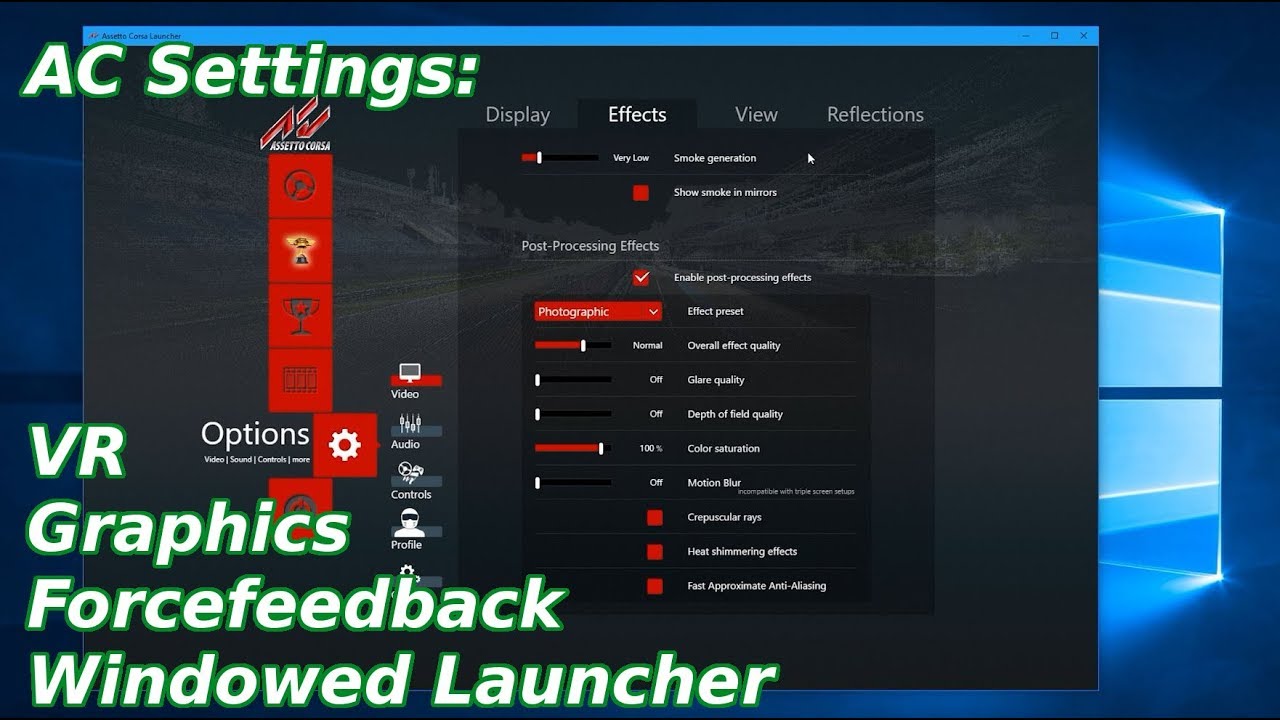 Force Feedback Graphics And Vr Settings For Assetto Corsa Youtube