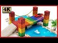DIY - How To Make Rainbow Bridge With Magnetic Ball, Slime, Car toys | Pixel Art by Magnet World 4K