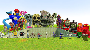 ALL SMILING CRITTERS GIANT FORMS VS ALL FNAF 1-10 ANIMATRONICS In Garry