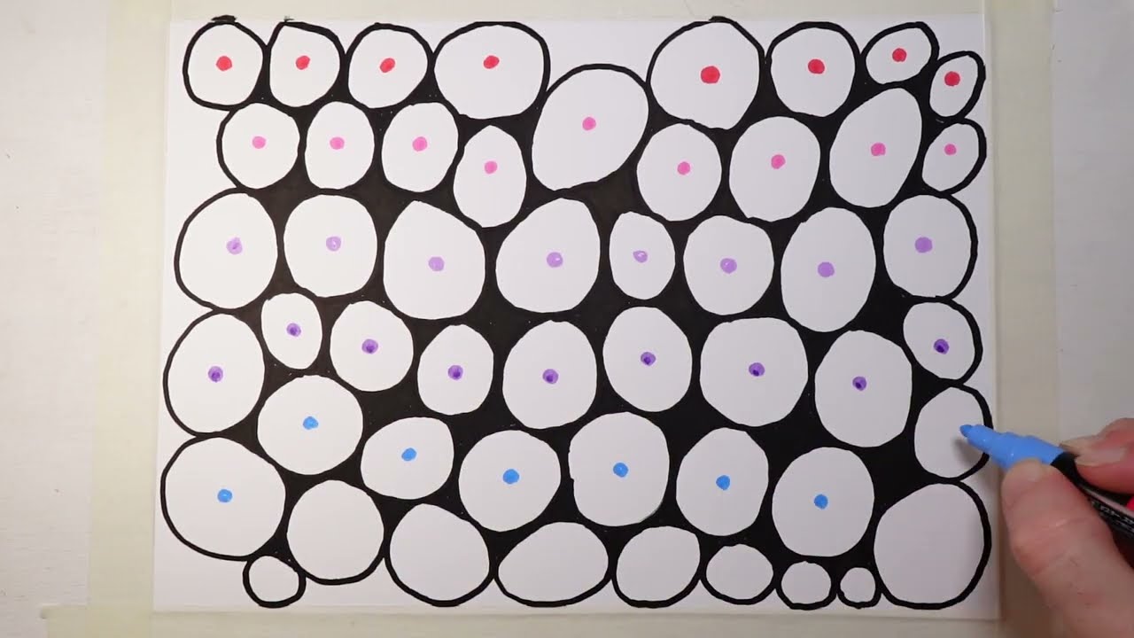 Drawing a Rainbow Cellular Pattern 🌈 Satisfying Posca Art