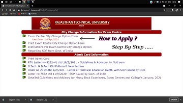 RTU Exam center change process step by step for 1st & 3rd semester ! | RTU exam update | RTU kota