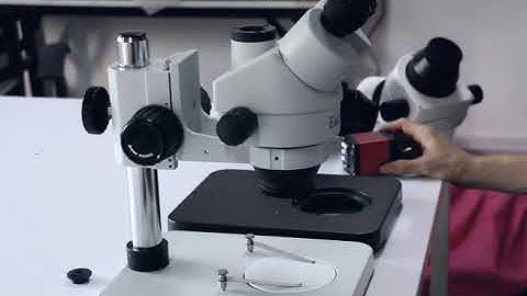 7X-45X Industrial Simul Focused Continuous Zoom Trinocular Stereo Microscope Installation Video